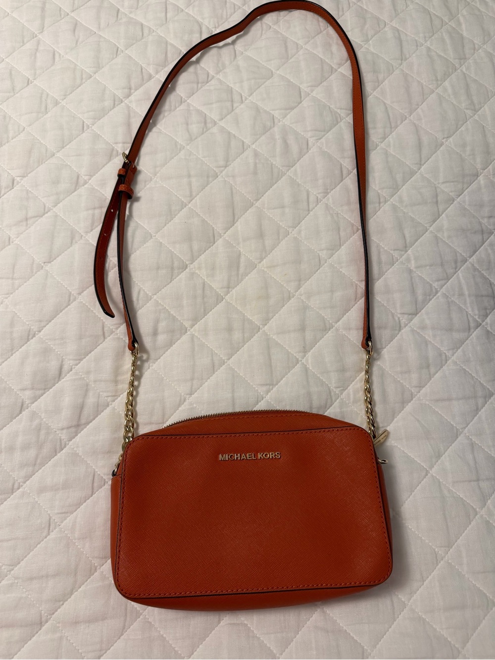 Michael Kors Orange Leather Crossbody Bag